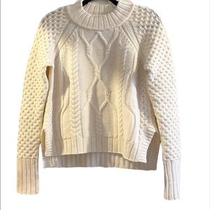 RAG & BONE IVORY CABLE KNIT 100% WOOL SWEATER